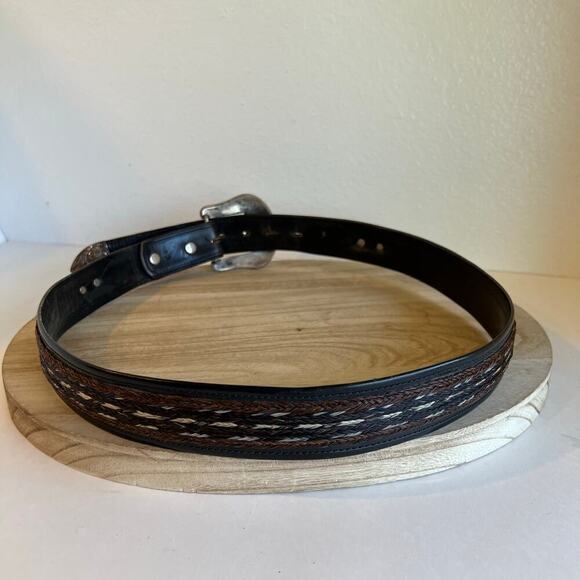 Vintage 90s Genuine Leather USA Made Studded Weaved Woven Size L - Picture 15 of 16